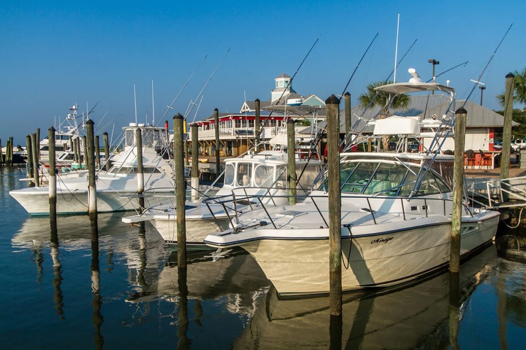 Dock beside top Murrells Inlet Marshwalk restaurants