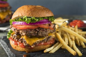 Cheeseburger from a restaurant at Broadway at the Beach.