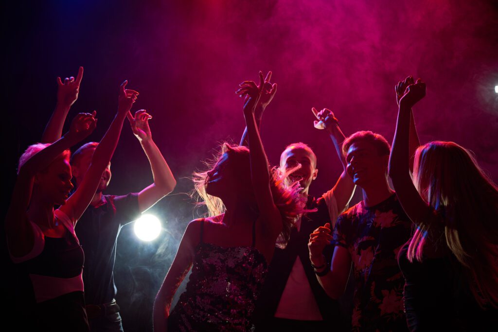 Group of people dancing at a nightclub in Myrtle Beach on spring break