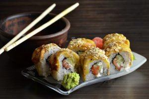 Sushi from a restaurant at Broadway at the Beach.